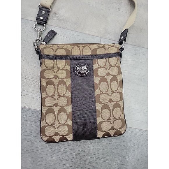 Coach Sutton Swingpack Crossbody #43976‎ Brown and Pink Canvas Vintage Y2K - Picture 2 of 8